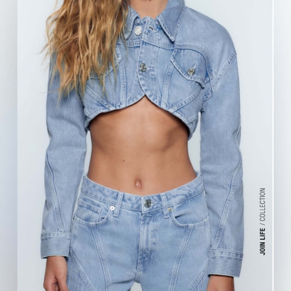 Zara NWT Cropped Denim Jacket - Picture 4 of 12
